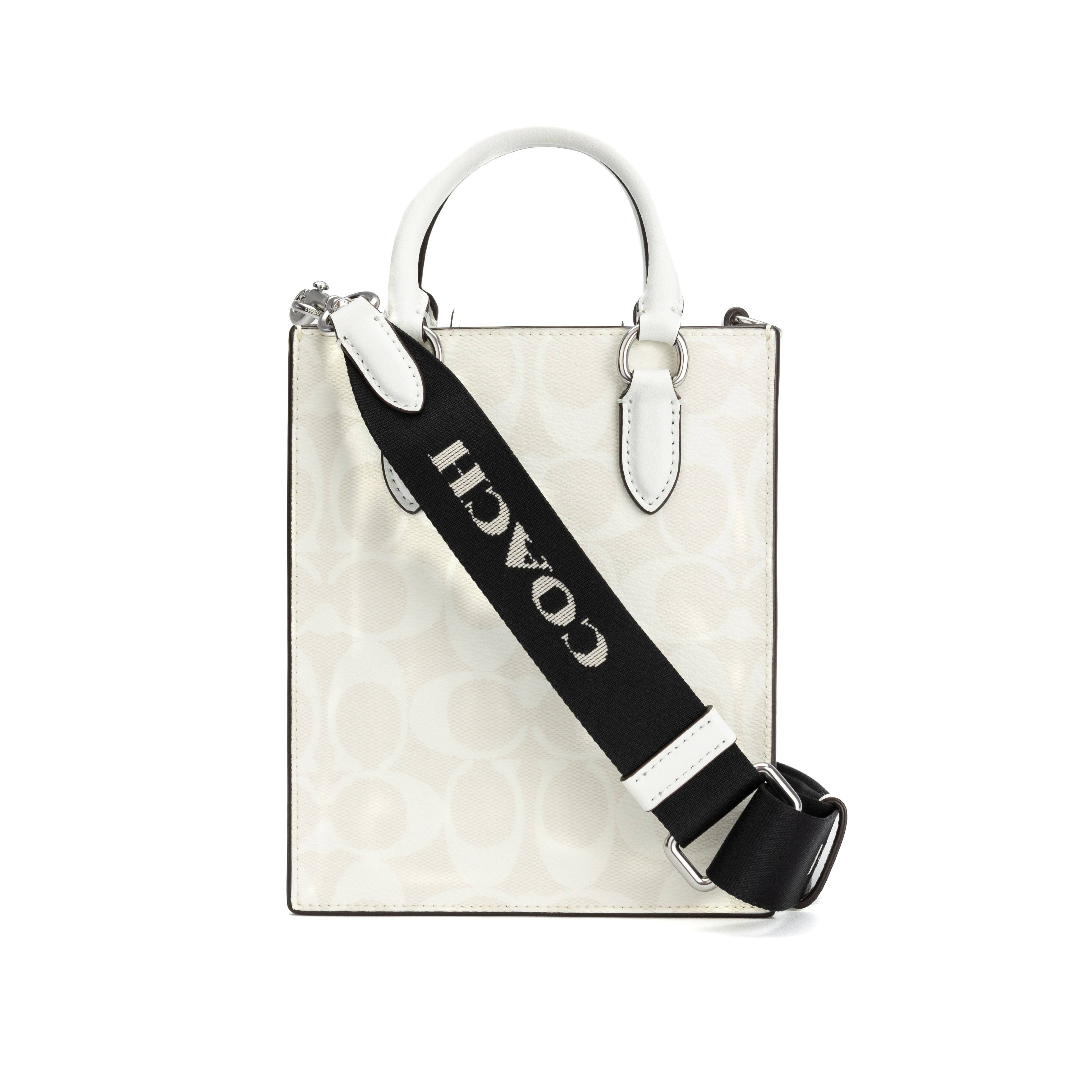 Coach North South Mini Tote In Signature Canvas - Chalk/Glacier White