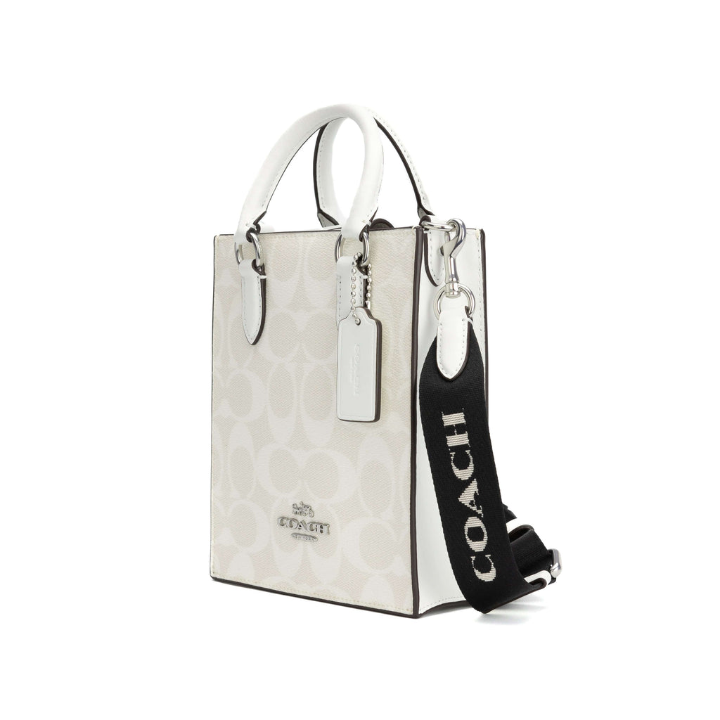 Coach North South Mini Tote In Signature Canvas - Chalk/Glacier White