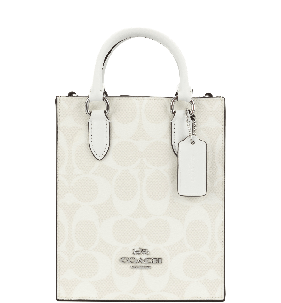 Coach North South Mini Tote In Signature Canvas - Chalk/Glacier White