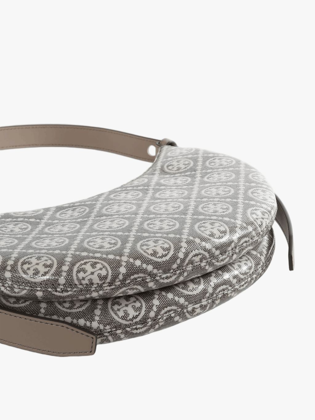 TORY BURCH - Women Romy T Monogram Coated Jacquard Half Moon Bag